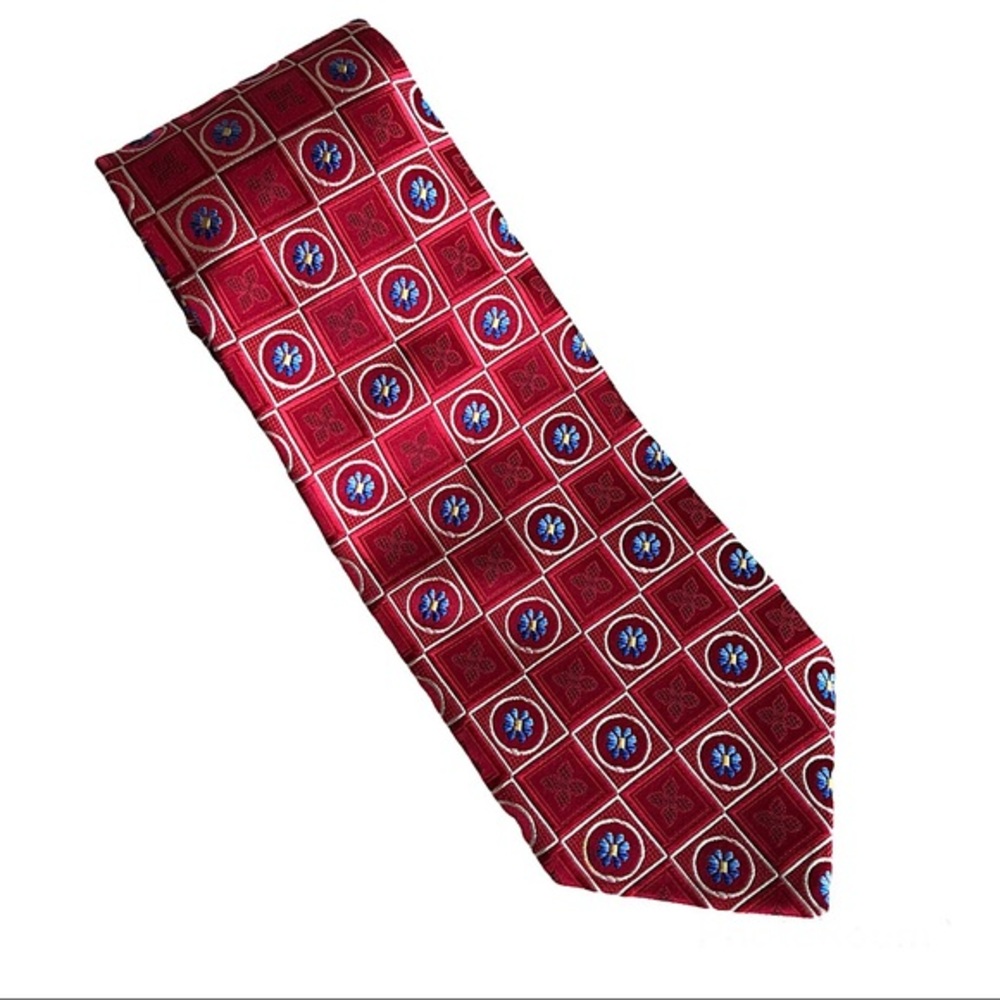 Jos. A. Bank Signature Collection 💯 % Silk Red / Blue Flower Tie